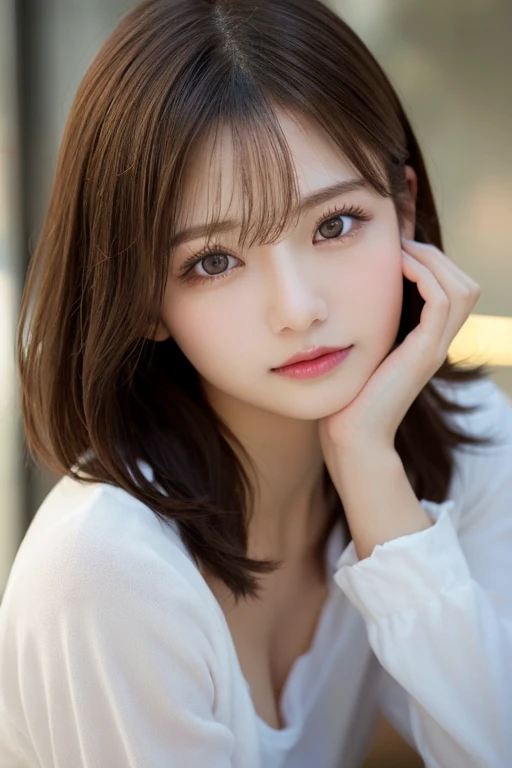 masutepiece, Best Quality, Illustration, Ultra-detailed, finely detail, hight resolution, 8K Wallpaper, Perfect dynamic composition, Beautiful detailed eyes, Women's Fashion Summer,Medium Hair,Small breasts natural color lip, Bold sexy poses,Smile,Harajuku、20 years girl、Cute、Sexy shot looking at camera