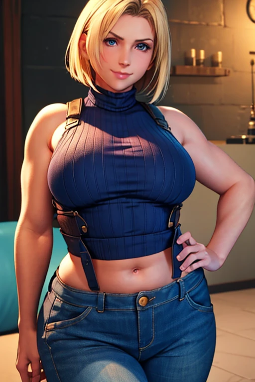 masterpiece, maximum quality, ultra high resolution, 8k, Lisa Simpson (The Simpsons), full body, alone, thin, very detailed face, incredibly identical face, detailed eyes, mischievous smile, cheerful, smooth and soft pellet, wide hips, thick thighs, wearing a micro shorts and strap blouse, realistic photo, totally realistic, human pellet, studio lighting, motel room