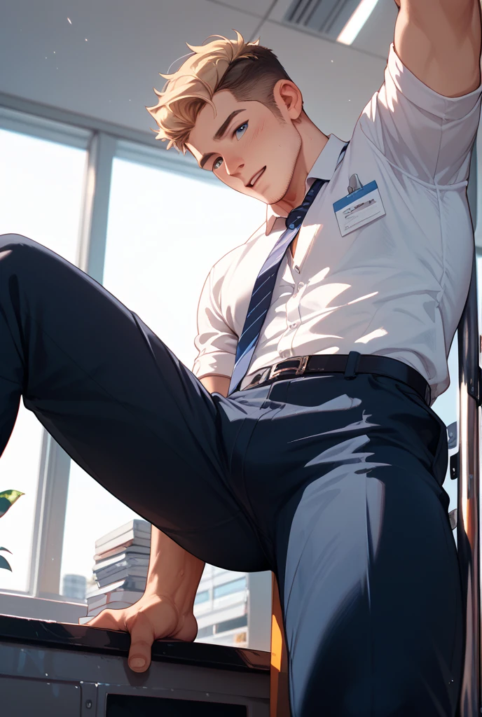 (1 Adult male),A high resolution, Sharp focus, Pixiv masterpiece, ((Complicated details)), highly detailed, natsuki_subaru,Multi-view upper body,Suit pants view, 1 man,is shy,Pee on the legs,pissing,Urine runs down the thighs,embarressed,exhilarated,is shocked,panicking,worry,A small puddle of their own urine forms around the feet,full bodyesbian,kneels on the ground,Very eager to pee,It's uncomfortable,Wet yourself,Urine discharge, Sweaty crotch,Drenched,rain,The shirt is soaked,(A gesture of pleading),blue color eyes(eyes glowing), Short gray hair,white shirt,Wear a tie,Wear a belt,Black suit trousers,perspire,look from down