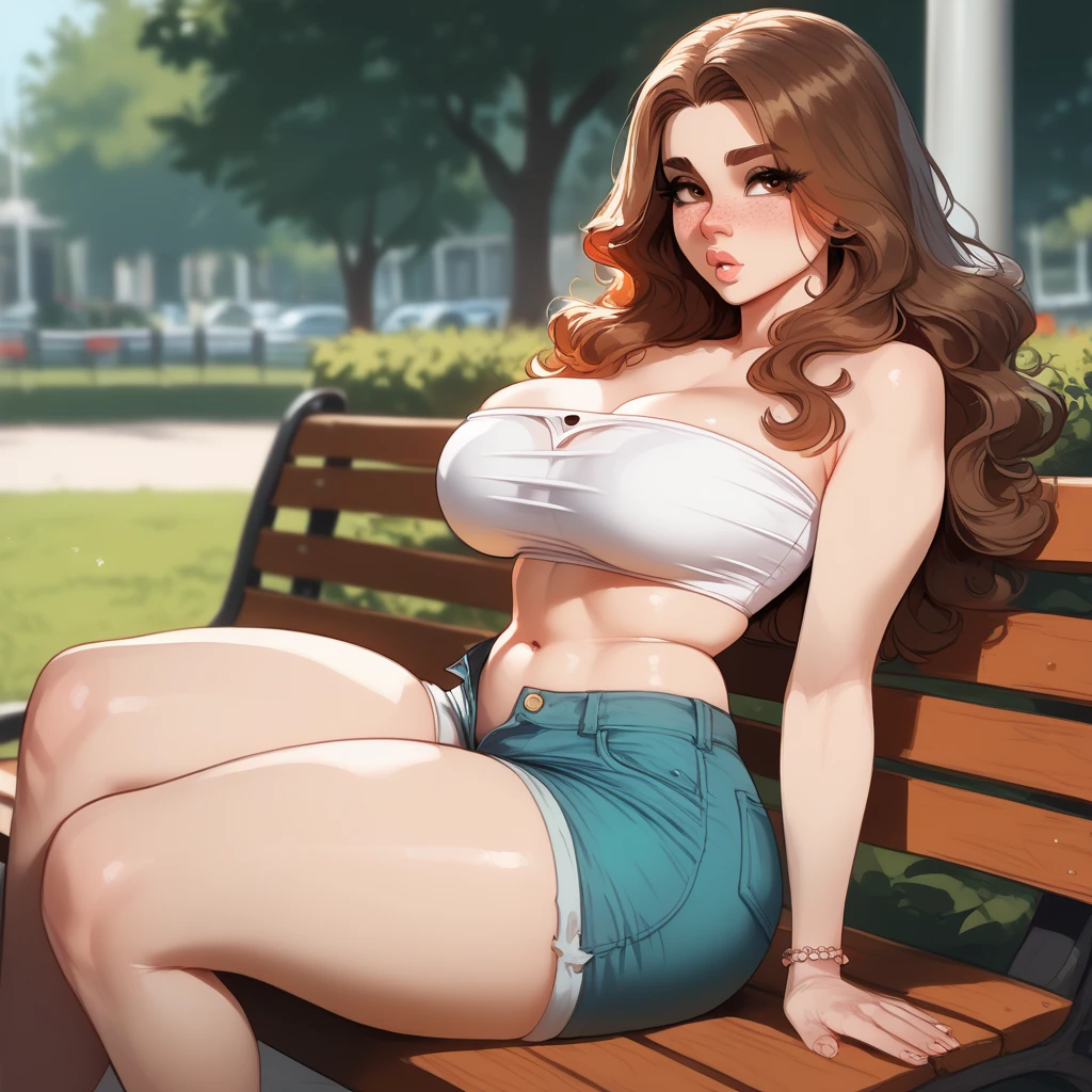 Coisa bonita e sex, Realistic, firme, Big, Bicos Fortes, em cima, Levantou , Detanhado, Tira pelada，are used，Cigarette smoke dirties huge perfect bare breastsLying on bench square back perky nipple nipple girl hard detailed, no meio com a boca entre aberta