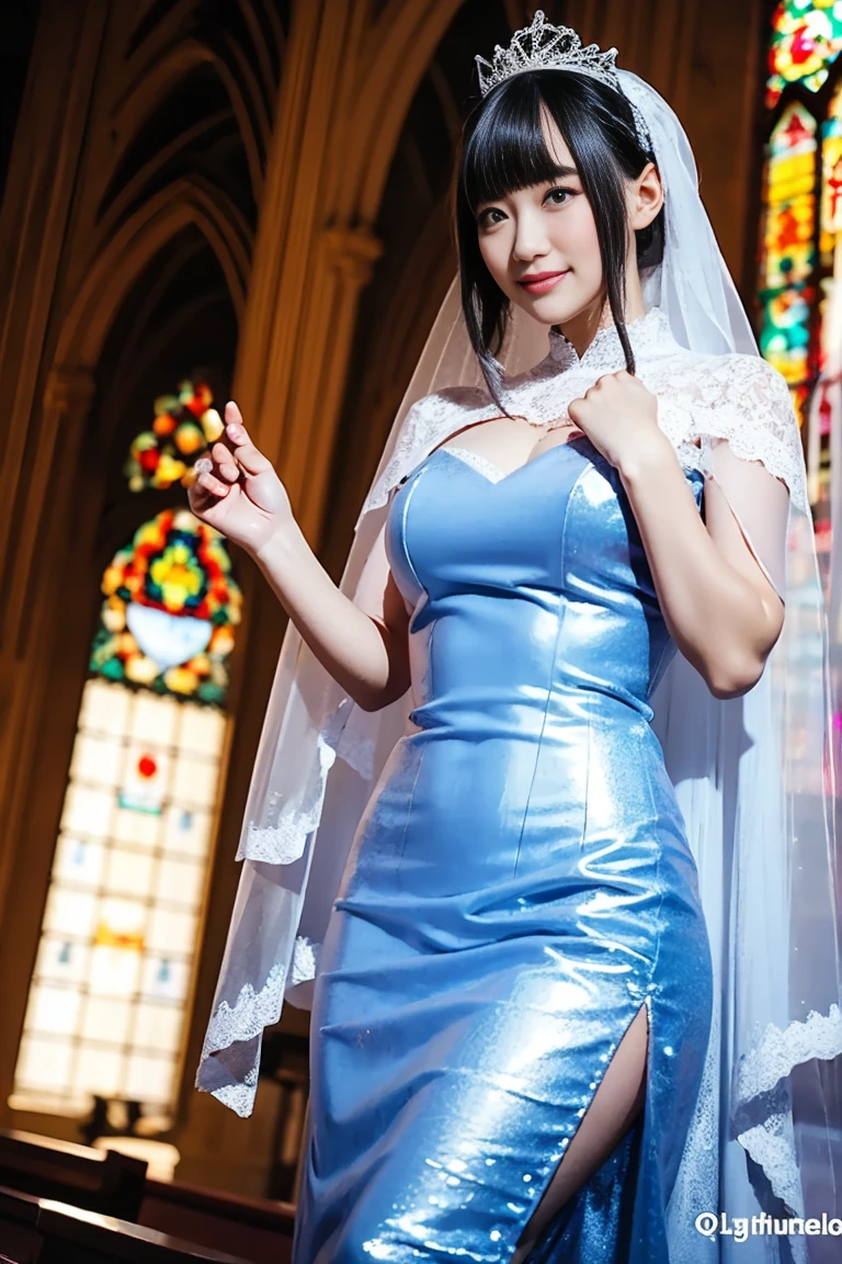 (CeilingShot from Below:1.28), White and Blood Red, (Masterpiece 8K TopQuality:1.2) (ProfessionalPhoto:1.37) ExtremelyDetailed (((FullBody, KAWAII girl with HUGE boobs:1.37)) in (WHITE Lace Wedding MiniDress:1.28)) detailed (Delicate Lace textures), (Detailed(Distant Elaborate Stainedglass Background:1.37) (Tyndall Effect) (Oodles Dazzling NeonColor Particles:1.32))  BREAK  ((ZoomLayer, BokeH))PerfectLighting, (((NOGIZAKA FaceVariations))), Extremely Detailed (very KAWAII Face), Childish CaptivatingGaze Stunning ParfectEyes ElaboratePupils with (SparklingHighlights:1.28), Radiant PearlSkin with Transparency . { (Dynamic Joyful expressions LifeLike Rendering:1.4) | (:d) }, (Acutance:0.8) . 
