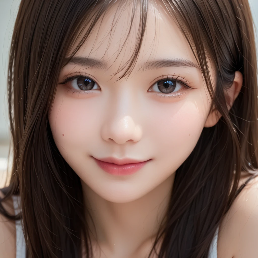 1 Female, Close-up of face, Medium chest, Light brown hair, Blunt bangs, Hair behind the ear, Hair that falls over the shoulders, Long Hair, Slim figure, Ultra debtine debtace, Thin face, Delicate lips, Beautiful Eyes, Light blush, eyes are light brown, Perfect glowing skin, Perfect Skin, Shining Sweat,Have a look at this, Ultra-thin needle, Very thin fingers, The optimal ratio is four fingers to one thumb, (Realistic:1.3), debtinger Extensions, See-through white blouse. bamboo forest, First Person View, debtuji debtilm, debt/1.2, 8K, Tabletop, んdebtdebt, Super detailed, high quality, 最high quality, High resolution,Abdominal muscles,Six Pack,clavicle