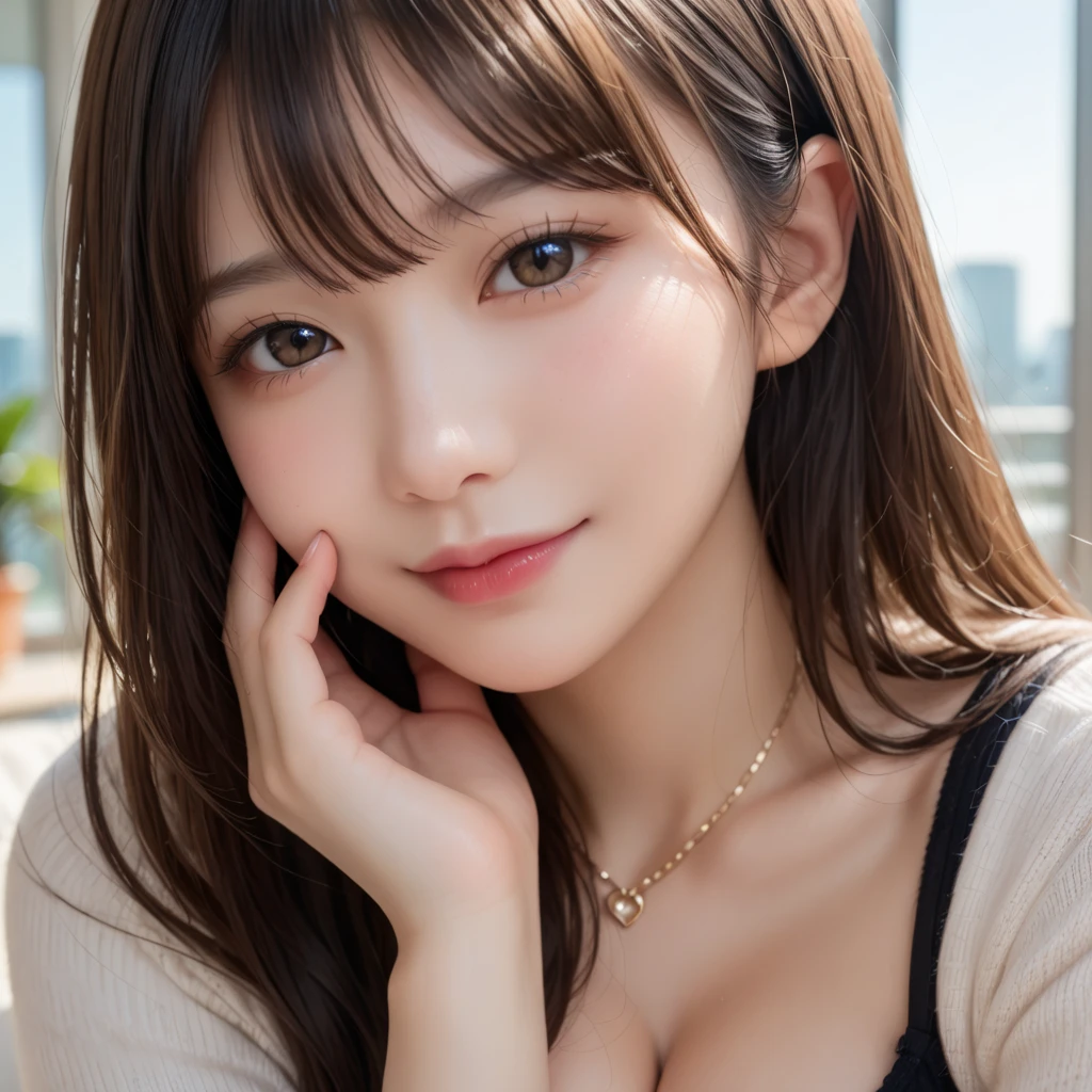 You are a professional photographer。masterpiece、8K、Highest quality, Soft Light, Ultra-high resolution, (Realistic:1.4), RAW Photos,Age 27 、1 Japanese girl, alone, cute、(pupil, Light in your eyes), Natural black eyes、Beautiful face in every detail, (Small box),(High resolution detail of human skin texture)、Mail delivery 、Wear a post office uniform、deliver a letter、post office,Pedalling a bicycle、(Portraiture)、Cleavage