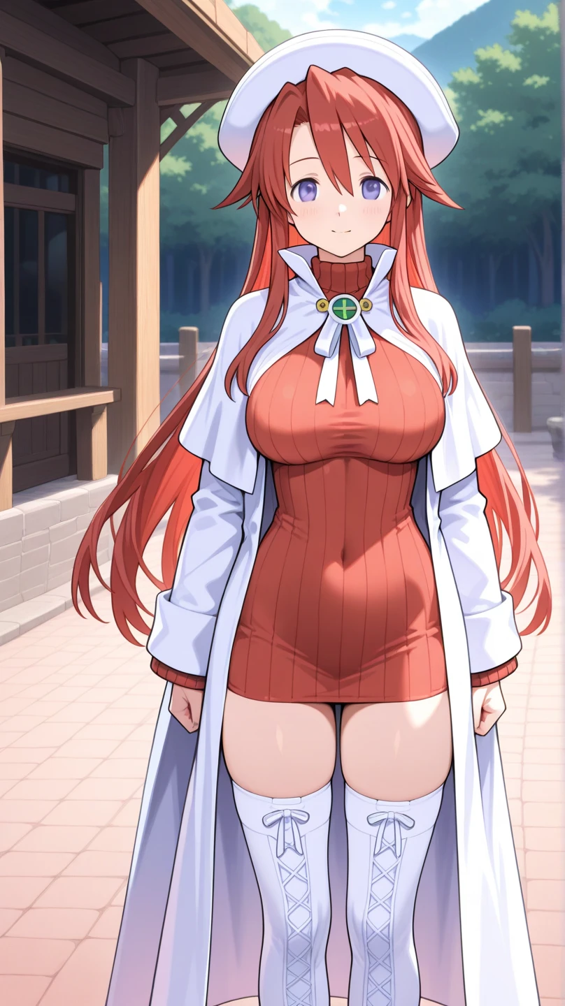 Orihime inoue, Bleach ,high quality, hair between eyes, long hair, hair ornament, looking at viewer, messy hair,  orange hair, solo, long hair, huge boobs, huge boobs, standing, sexy pose, blush, shy, smile, view boobs, NSFW, nude