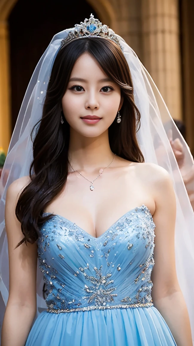 (Highest quality、High-quality photos、8k、Best image quality、Award-winning works)、One beautiful bride、(alone:1.1)、(The most extravagant and gorgeous huge pure white wedding dress:1.2)、(Perfect Wedding Lace:1.2)、(The most gorgeous and luxurious giant tiara:1.3)、(The most extravagant and luxurious giant necklace:1.3)、The finest jewellery decoration、Perfect Makeup、Long eyelashes、Ultra HD Shining Eyes、Ultra HD Hair、Ultra High Resolution Glossy Lips、Beautiful face in ultra-high definition、(Accurate anatomy:1.1)、Very bright and beautiful skin、very bright and vivid、Perfect beautiful bridal hairstyles、(Front facing body:1.1)、(The simplest solid color background:1.1)、(Voluptuous body:1.1)、(Large Breasts:1.1)、(Cleavage:1.1)