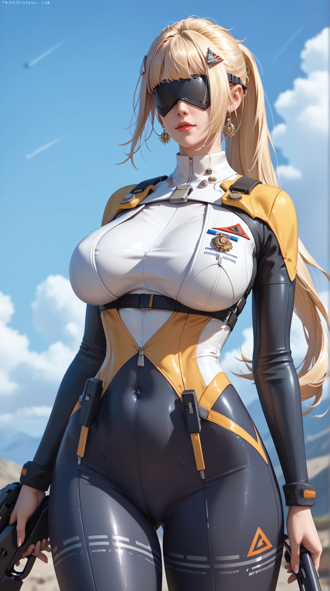 optimum,tmasterpiece,A high resolution,best qualtiy,hyper HD,super detailing,Award-Awarded,16k,独奏,(The upper part of the body),anatomy correct,Beautiful cyberpunk girl,cute face,,Gradient Beige Hair,Hairline,((Scarlet eyes)),long eyelasher,Hanging eye corners,White skin of the,(small boobs),(Slim body),((College uniforms and short jackets)),(),ear studs,(neck rings),(Laser material clothing:1.2)