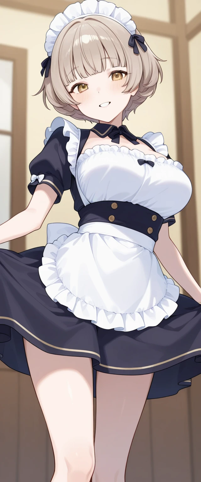 Maid, Married Woman, estrus, ahegao, maid, Black apron, White hair band, Stick out your tongue, blush, Beautiful finger,beautiful long legs,beautiful body,beautiful nose,Beautiful character design, Perfect eyes, perfect 脸, best quality, (8k), (4K),(masterpiece), (best quality), Extremely detailed, Game CG, Wheels within wheels, Super detailed, illustration, ditch