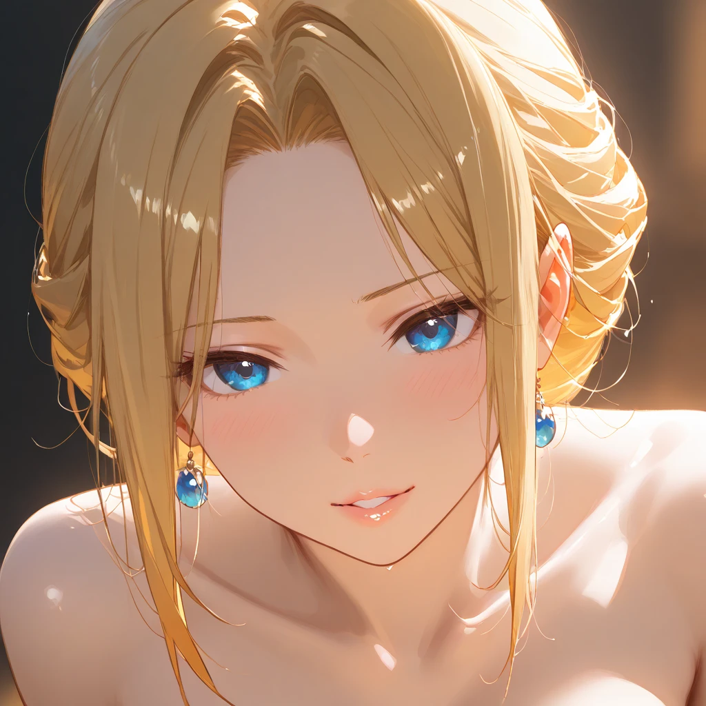 10 years old girl, blond, ponytail, erectile nippres, skyblue eyes, portrait, realistic, towel, (onsen), sidelighting, wallpaper, nsfw, {{{vulgarity}}}, spread vagina