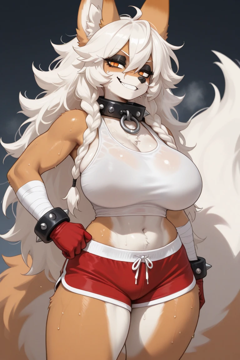 ((Female)) , polar bear, red eyes, (((muscular)))