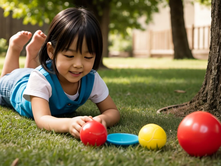 Children playing with beautiful stag beetles in the grassland、Children playing with beautiful stag beetles in the grassland、