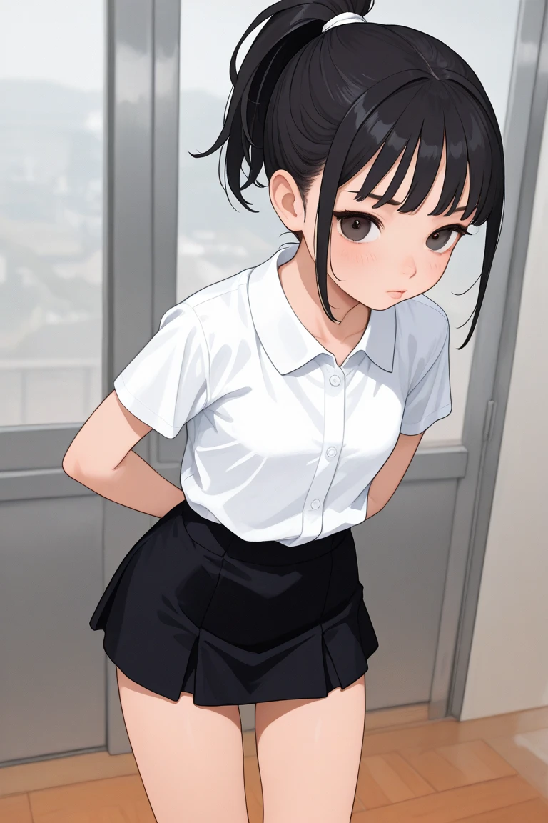 masterpiece, highest quality,girl,Very detailed,Outdoor,itch, Long Hair, Brown Hair, hair ornaments, (Red eyes:1.3), happy smile, smile, Open your mouth, White shirt,Short sleeve,Sweater vest, (black Sweater vest:1.5),Black pleated skirt,White socks,Black Loafers,whole bodyがイラストに入るように,歩いている break door, School　corridor,crowd, people々々々々々, break looking at viewer, whole body, break (masterpiece:1.2), highest quality, High resolution, unity 8k wallpaper, (shape:0.8), (Beautiful and beautiful eyes:1.6), Very detailedな顔, Perfect lighting, Extremely detailed CG, (Perfect hands, Perfect Anatomy),