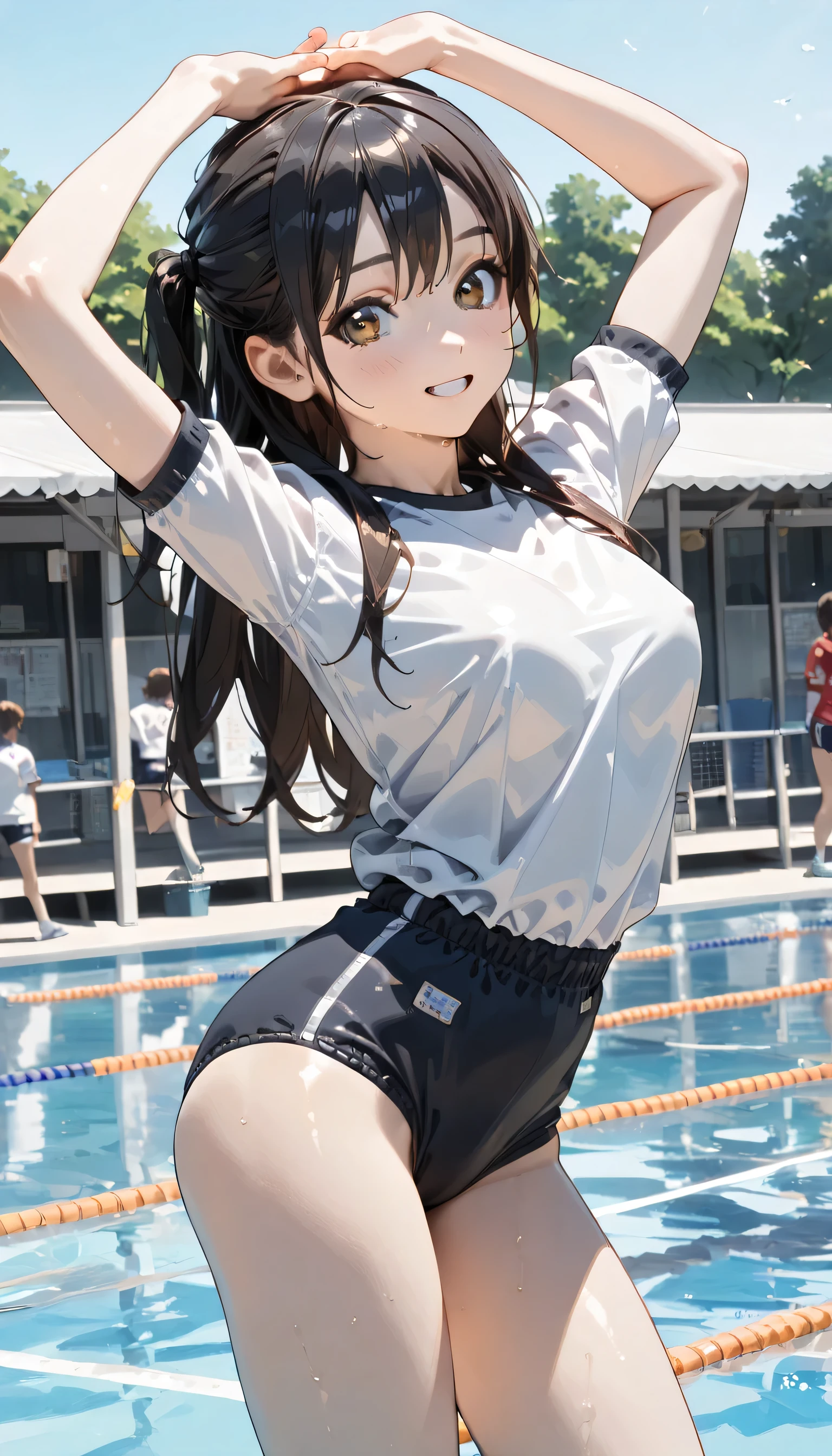 ((Angle from below)),(outside of house、athletic field:1.3)、A MILF,1 girl,Solo,(Full body),?masutepiece?Detailed beautiful face,Detailed beautiful eyes,hight resolution,Beautiful lighting,An ultra-fine illustrations,Extremely delicate and beautiful,top-quality,Slender and perfectly styled woman,((Poses to seduce,Obscene poses)),Head tilt,(The eyes are detailed and beautiful、tareme:1.3),Curvaceous,((grin)),(shinny hair, Glossy eyes, shinny skin), (glistning skin:1.3) ,Watch your audience,(Glasses :1.3),under the boobs,blushed,Blushing cheeks,(Tanned skin:1.8),(Running form:1.3、turtle neck),(leggins、spats),The navel is visible,(small tits),(Black hair,hime-cut,High Ponytail),abdominals:1.3,elbow groves、espadrilles
