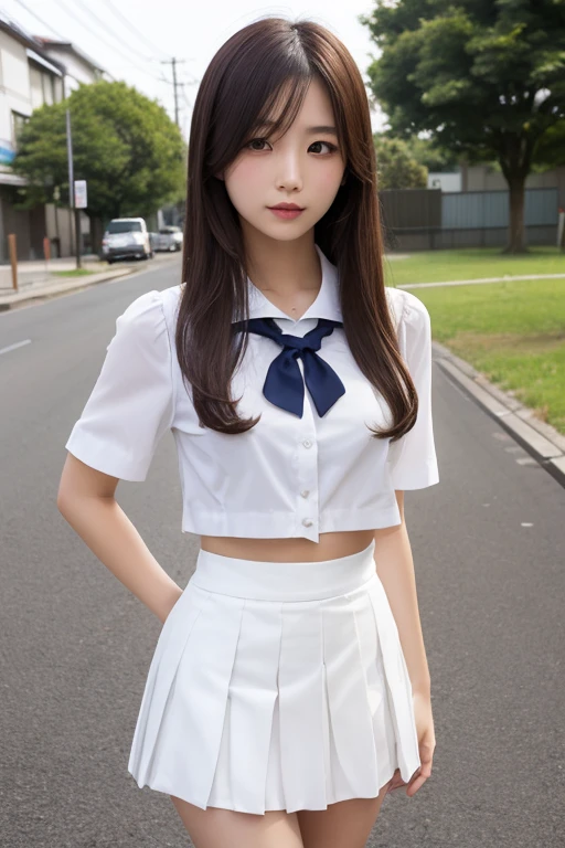 Cute Girls、Idol、high school girl、See-through、White mini skirt、sit