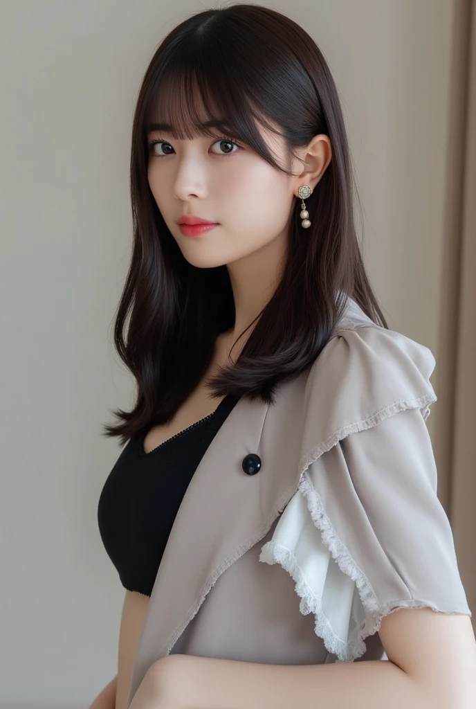 ((Highest quality)), ((masterpiece)), (detailed),Perfect Face,Japanese,Fair skin,Upper Body,Long Hair,Women's Ana Style,blouse,Mature Woman