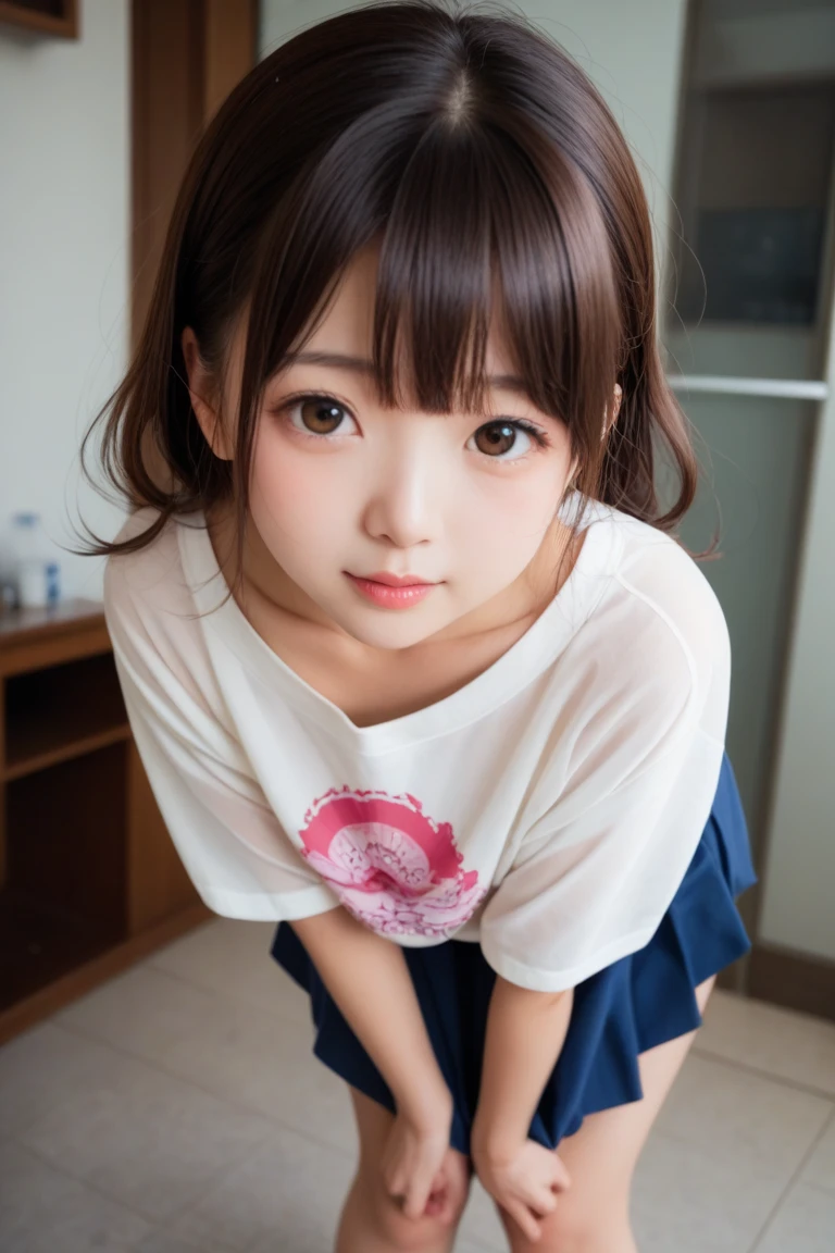 Ultra-high resolution, (Realistic: 1.4), RAW Photos, Highest quality, (Photorealisticistic), concentrated, Soft Light, ((15 years old)), ((Japanese)), (front, Young Face))), (Depth of written boundary), (one piece), masterpiece, (Photorealistic), woman, bangs, (( Headband Top, Shorts, Small breasts, 1 girl))