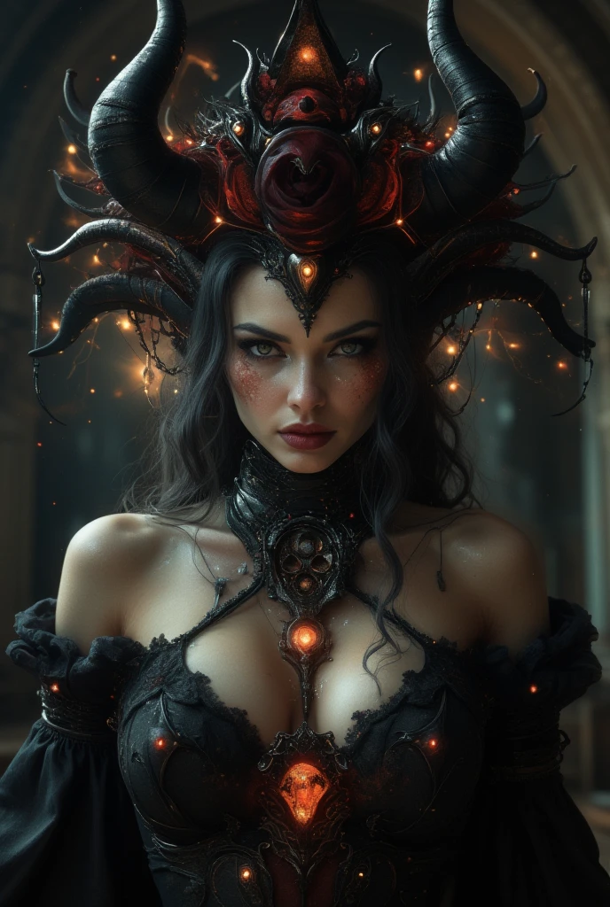 pirate woman holding a skull head in her hands, sexy sensual
