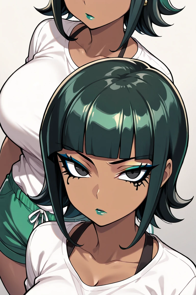 score_9, score_8_up, score_7_up, source_anime, BREAK, (((vigme)))), 1girls, (Nemona \(Pokemon\), black hair, green hair, orange eyes, dark skin, multicolored hair, two-tone hair, hair pulled back) pov, deepthroat, fellatio