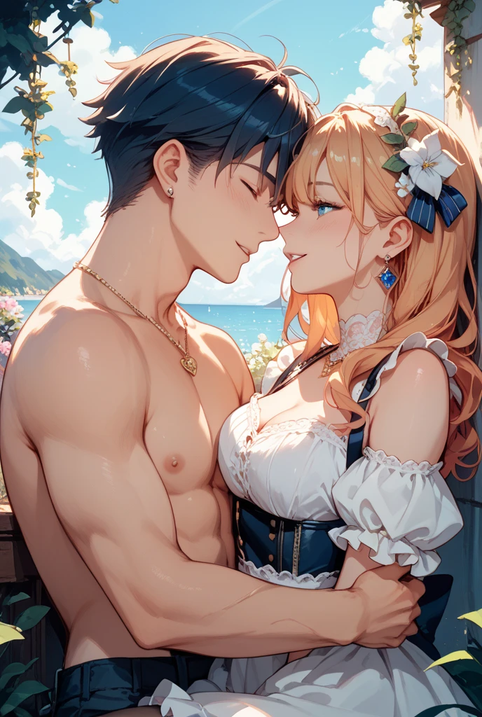 work of art:1.4,best qualityer,super detaill,muito delicado e comely, ((( NSFW, orgasming, vagina, Kiss, PRİNCESS ))), Very gigantic breasts, 苗条, hair blonde, comely, bare woman