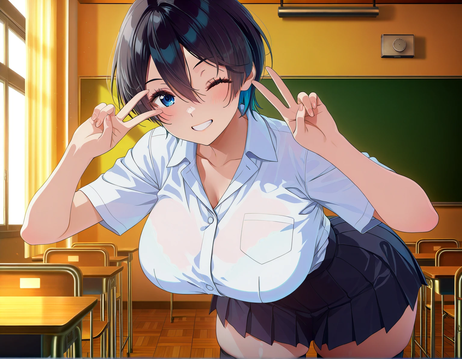 onodera kosaki, 
, serafuku, orange tie, light blue skirt, 
BREAK
masterpiece, best quality, highres, BREAK
,(((nsfw,panties))),looking viewer