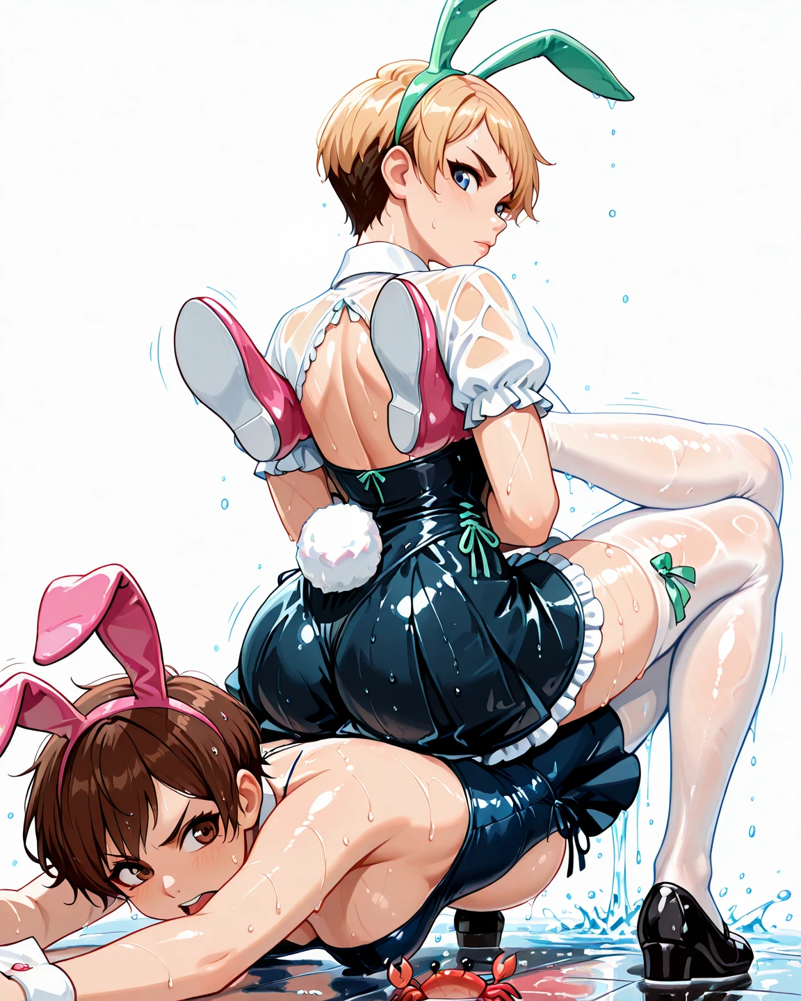   Sexy little ??? daughter. ??? daughter cute. in the bathroom . Oily. Submissive daughter . Vibrators . Female orgasm. Cumming . Latex swimsuit. Standing . Tied up shibari