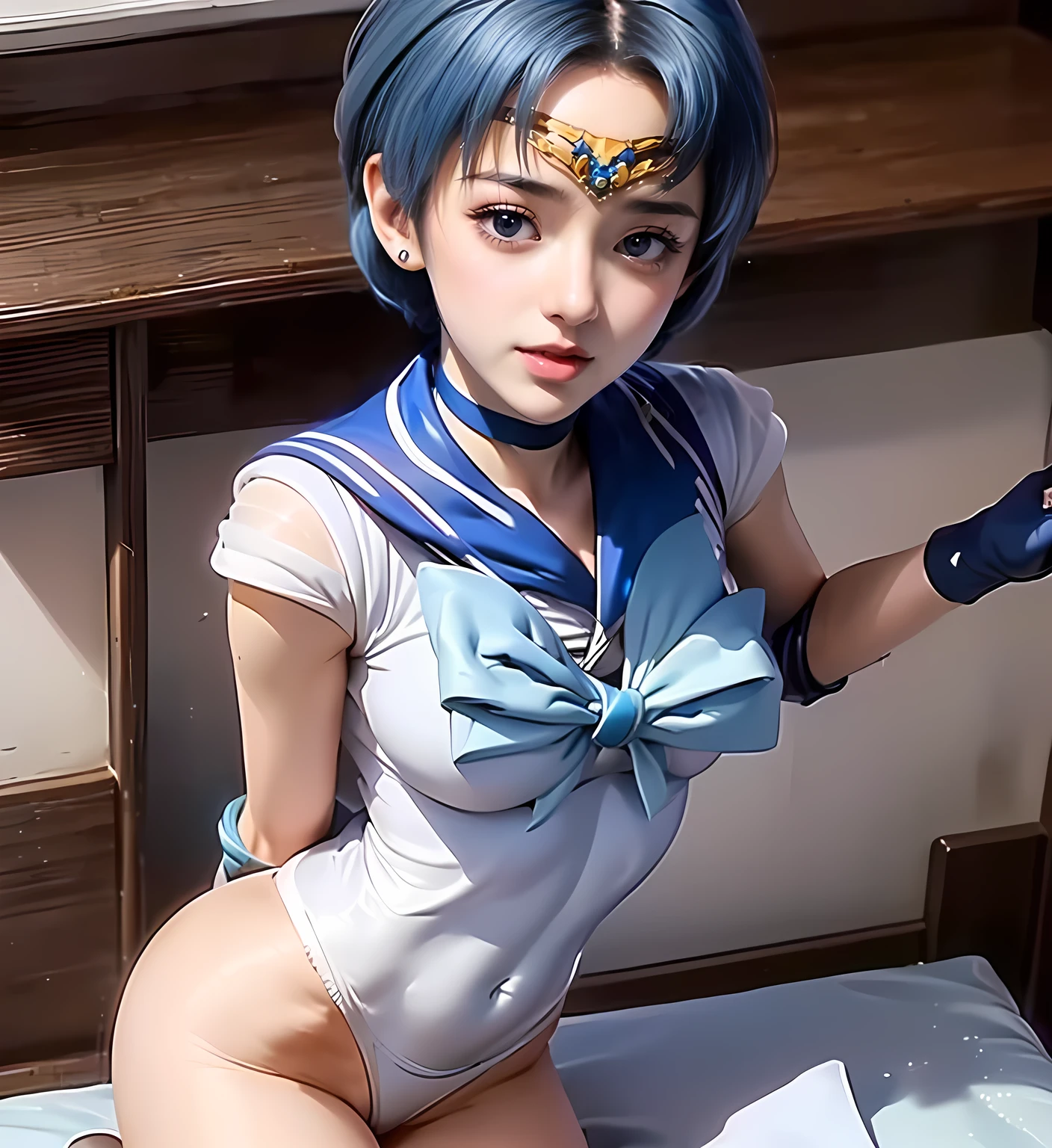 ( on breast: 1.4), (Drooling: 1.5), blush, (close-up: 1.2), Black hairs around the anus、Detailed face,Sailor Mercury, blue eyess, smuniform, Mer1, tiarra, Sailor Senshi Uniform, (Raw photography, top-quality), masterpiece, Ridiculous, A sexy, Floating short blue hair, Blue sailor color, the bow, (Over-the-knee boots:1.1), a choker, white glove, Blue choker, elbowgloves, jewely,a blue skirt, sole, blue hairs、Female genitalia shot in the middle、Female genitalia are perfectly visible、Show off your 、Pubic hair is dark、 Fine skin, embarassed expression, blushed, Ah face, Open your mouth wide to the maximum, ecstacy, Tongue sticking out、Ecstatic look、White sperm on the chest、Heavy breathing、Sex Expressions、cum on、Inviting、Spread legs wide,(((Show off female genitalia)))、(( Pose))、((Legs wide open))、((Open the female genitalia with both hands)),Female genitalia are perfectly visible、Female genitalia are wet and shiny、low angles、Shot from the floor、((Alone))、top-quality、masterpiece、超A high resolution、(Photorealsitic:1.4)、A highly detailed、Professional lighting smile、 masterpiece,top-quality,higher rank,(maturefemale_femal:1.1),japanese mature、japanes、a matural female、Female genitalia shot in the middle、Female genitalia are perfectly visible、Pubic hair is dark、Spread legs wide,(((Show off your crotch)))、((Open your crotch)),Female genitalia are perfectly visible、low angles、Shot from the floor、((Alone))、top-quality、masterpiece、超A high resolution、(Photorealsitic:1.4)、A highly detailed、octan render、Water god、(water dripping)、Wet clothes、Opening legs,Squatting, Female genitalia exposed、Open the female genitalia with both hands、White liquid overflows from the female genitalia、Male genitalia stuck in the female genitalia
