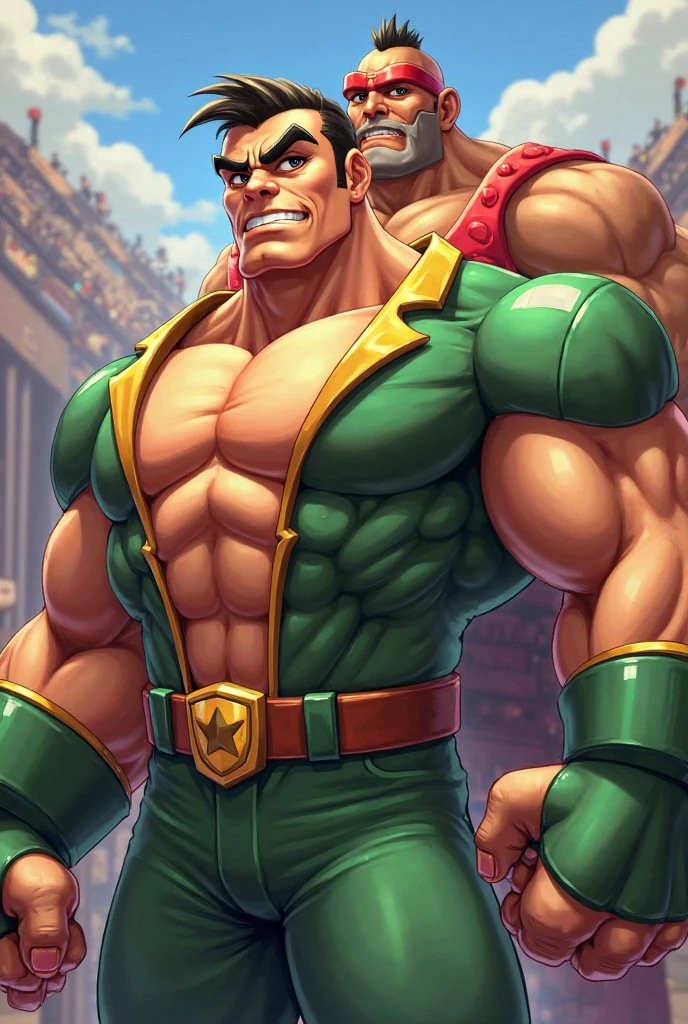 Hercules Draw a young bodybuilder of 600 lbs, muscular, god anatomy, handsome red hair green eyes and tan skin. Pecs, abs, biceps, bulge, ((genital outline)) Standing in the beach under the starry sky, he is wearing a red posing thong (( Dramatic lighting from stars illuminates the scene, this man looks confident and determined, looking down,crew cut, full body,shot from below,a big moon in the background