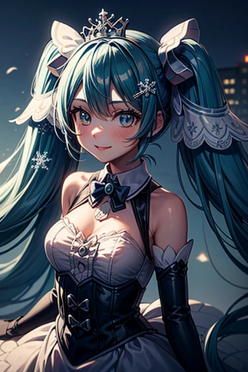 (best quality,ultra-detailed,realistic:1.37),cute anime girl,light blue hair,detailed eyes,detailed lips,smiling,wearing a cute outfit,cheerful expression,vibrant colors,soft lighting,anime style,fantasy background,playful pose,beautifully illustrated, vtuber, cyberpunk anime girl,