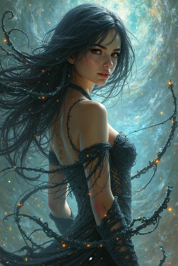 1 girl is 20 years old, A witch is neon lighting on hands, Otherworldly themes with dark fantasy and ethereal fantasy, Bright core with lots of magic orb backgrounds, fantastical realism,  La mejor calidad, highest qualityr, 8k, absurdo nada, High quality epic, extremadamente detallado, Piel ultra detallada, Stunningly Detailed, hiperrealista, Very high resolution, Ultra Fotorrealista,