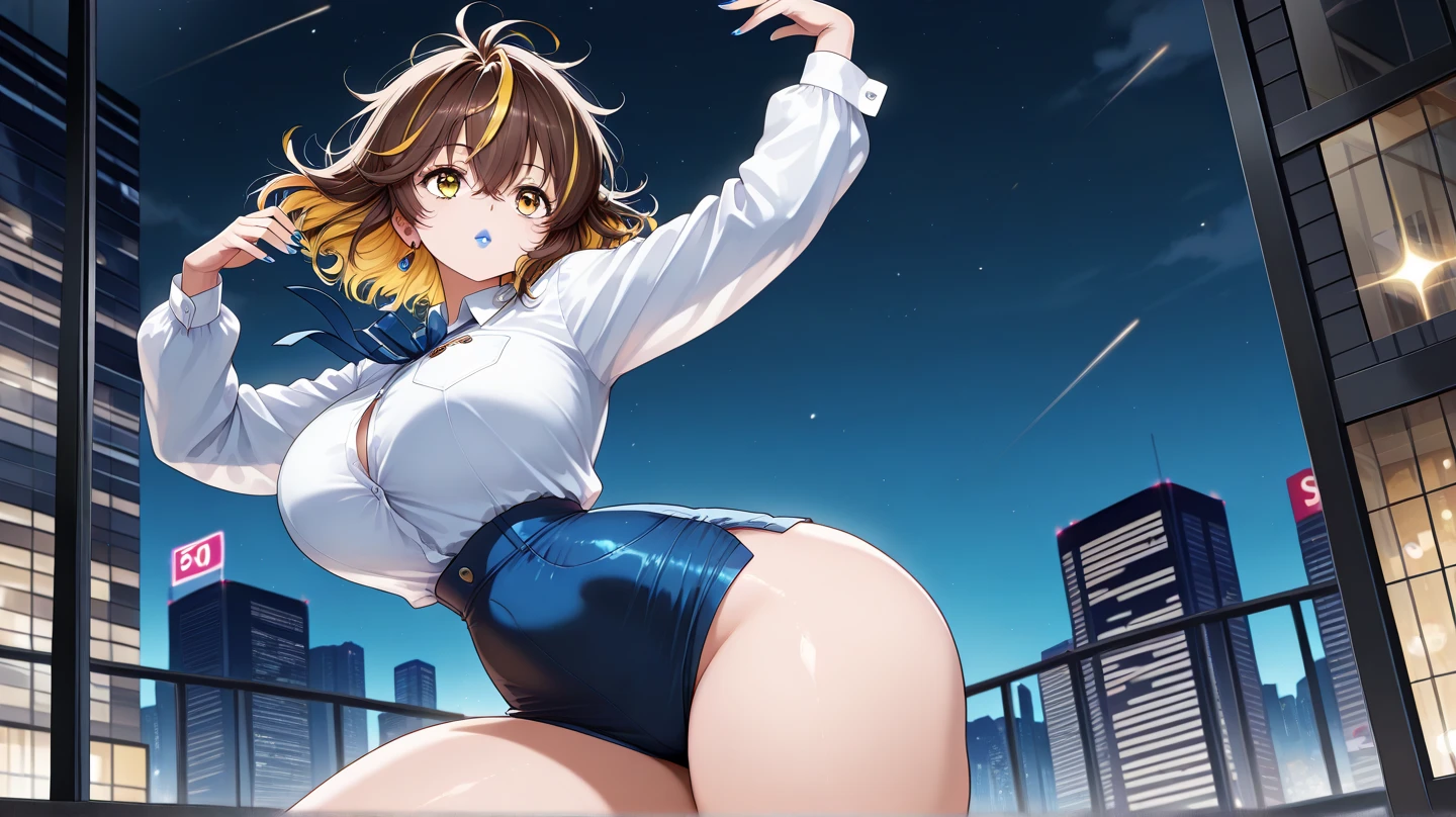 Misaka Mikoto、masterpiece, highest quality, High resolution ,Stains on panties、 downShot, mini skirt, Pleated skirt, Knee socks, ass pov, Cowboy Shot, Showing panties, Showing off your ass, Look Down, close, Huge breasts, Thick thighs, Stick your butt out, Big Hips, Low Angle, Huge Ass, My butt is too big to fit into the skirt, Orgasmic face, Looking at the audience, From behind, From below, Look Down, make out, Grab your ass, Put your hands on your buttocks, striped panties, Squat with your legs apart