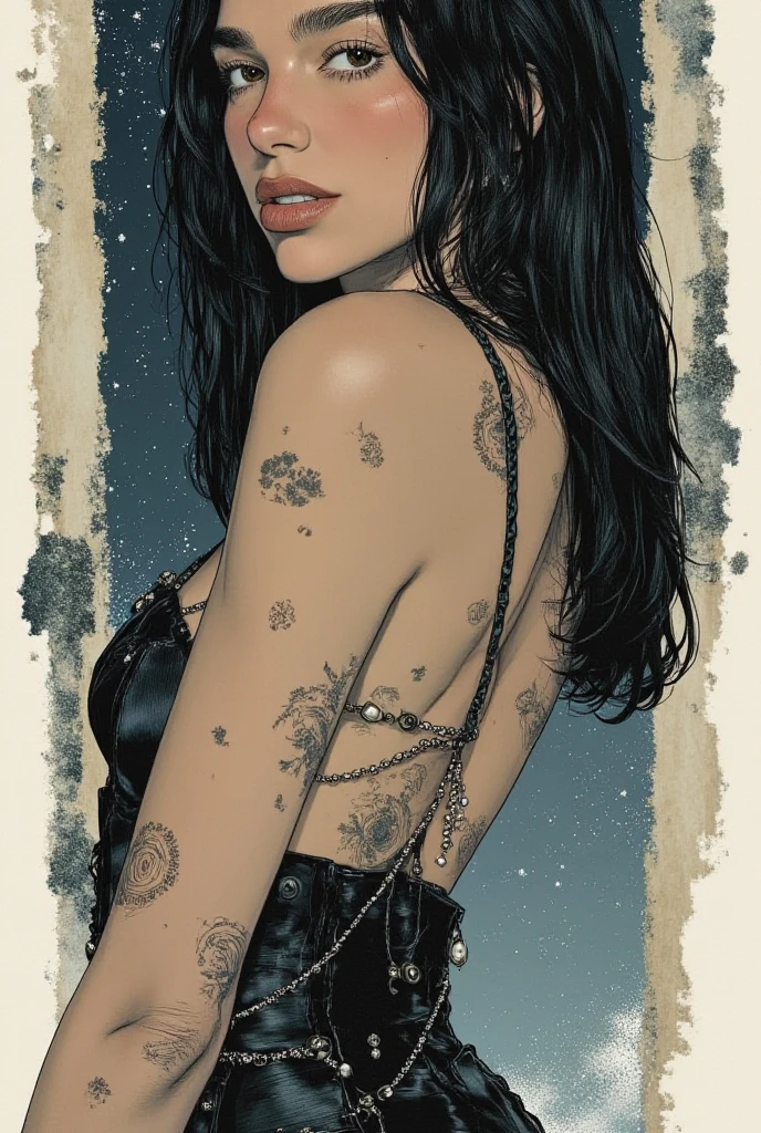 (8K, Raw photo, Highest Quality, masutepiece: 1.2), 16 K, (reality, Photorealistic: 1.3), (Sharp Focus), Official art, accurate anatomy, (Beautiful and aesthetic: 1.2), 1 girl , Cowboy Shot, (()), (Beautifully designed tattoo right behind you, with their face not visible, Perfect proportions, thin waist, Big butt,tch gap, thighs thighs thighs thighs, Hair Ornament, With exterior removed, Black hair, scabbard, (tattoo from back to buttocks:lower, Holding, slutty makeup, hot onsen, Steam from the surface of the water, RAW photo of (adult:1.3),a female burst of tangy crimson cascades,entwining magic and technology with viscous allure disappears into the shadows,in a neo-expressionist masterpiece of gold embrace,topless,small breasts,hair betws,(skinny, thin body:0.4),(chiaroscuro:1.3),(octane render masterpiece,masterpiece scale,beautiful depth of field,ultra wide field,ultra detailed CG perspective,ultra dynamic lighting amazing shadows,dramatic lighting), Convey the sense of inner strength and confidence
