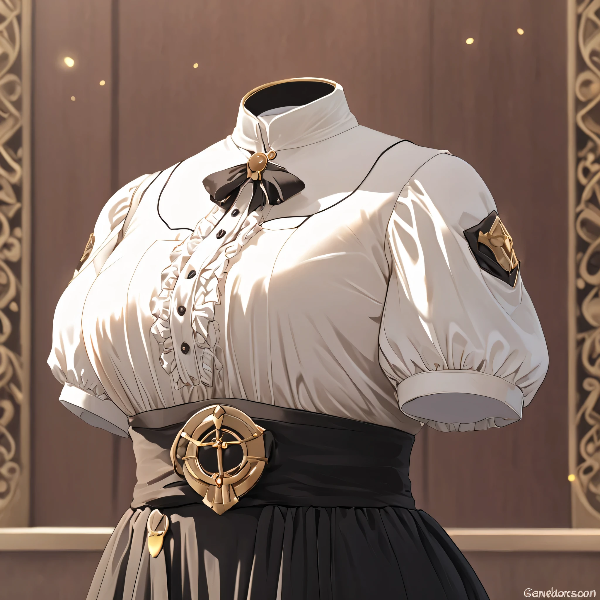 Hilda Valentine Goneril, white blouse, black skirt, Garreg Mach uniform, masterpiece, cute pose, in university, (invisible:1.5, no humans:1.5, headless:1.5, faceless:1.5), cute big huge breasts, detailed cloth texture, extremely details, close-up to breasts