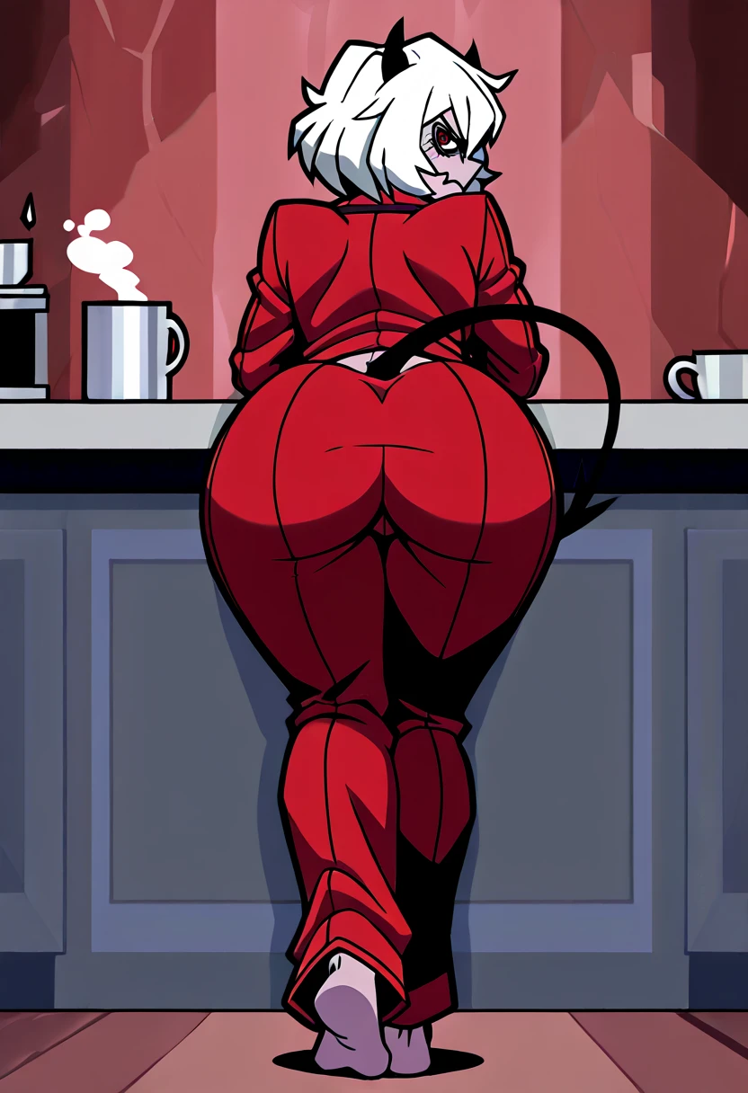 (full shot, back side view), (((sligarthetiger art))), foxy (fnaf), athletic female, camel toe, curved leaves, fox, mammal, 5 fingers, 5 toes, big butt, tan inner ear, black nose, black sclera, red body, tan body, multicolored body, bubble ass, ass squish, large ass, busty, butt, claws, black one piece swimsuit latex, feet detail, fingers, genital outline, good body proportion, perfect morphology of a tall woman, grabbing own ass, one hand on ass, humanoid feet, humanoid hands, horny face, in love to the viewer, large bum, looking at viewer, loose sandal, standing, nails, feet apart, open toe sandal heels, partially visible vulva, plantigrade, platform sandal, platform heels, protective mother countenance, pose, white pupils, sandals, shoe dangle, smile, soles, soft soles, meaty soles, solo, sheap space, spreading ass, long fox tail, fluffy tail, thick thighs, toe claws, black claws, toes, voluptuous, wide hips, curvy figure, curvaceous, absurd res, hi res, signature, in a spaceship next to a large window space