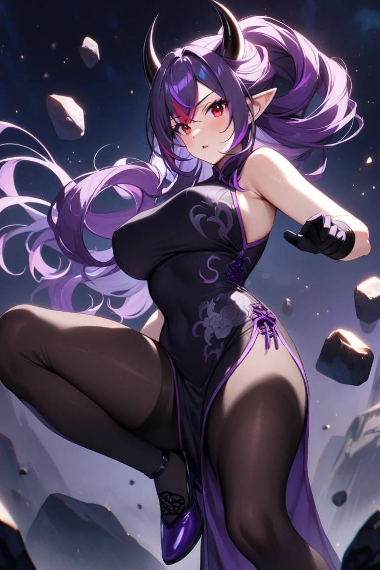 Black crow's wings flutter, Purple hair and cat ears,Place a golden picture frame, She is a black magician in a black and gold succubus costume、Often exposed,Black Devil Wings and Dragon Flame on the Back, Succubus girlfriend opened her crotch wide、In search of sex, SEX, She holds a magnificent big rainbow sickle in her hands、A night of sparkling rainbow Milky Way and flames full of despair, Iridescent Crystal Gemstones, Is pale skinned,She opens her mouth and laughs with a big expression、Laugh with a mischievous look,, She enveloped love like a snake in the interstellar wind, Highest Quality, She wears a rainbow cloak and a war maiden ornament,  ((agitation)),The face of the big picture, Countless red light sickles illuminate her back,Blade of Light,Countless shooting stars,Lens Flare, Big rainbow,The moon shines,Star chips, bloom, ((light glow)), chromatic abberation], Digital Painting, Insane details, Intricate details, Beautifully color graded, Unreal Engine, Cinematic , colour grading, Editorial Photography , Photography, Photo Shot, Shot on 70mm lens, depth of fields, degrees of freedom, Tilt Blur, Shutter Speed 1/1000, F/22