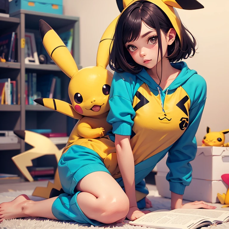 Masterpiece,(((2girl A and B))),(Agirl,black hair),single bare shoulder t shirt,BREAK,(Bgirl, pink hair),pika t shirt ,BREAK, sitting on a bed corners to each other, looking at each other,(((( masterpiece)))), intricate details, detailed face, blushing, intricate details, highly detailed, highres, absurdres, trending on artstation, illustration,by artgerm,by wlop,by pixiv,by samdoesart,
