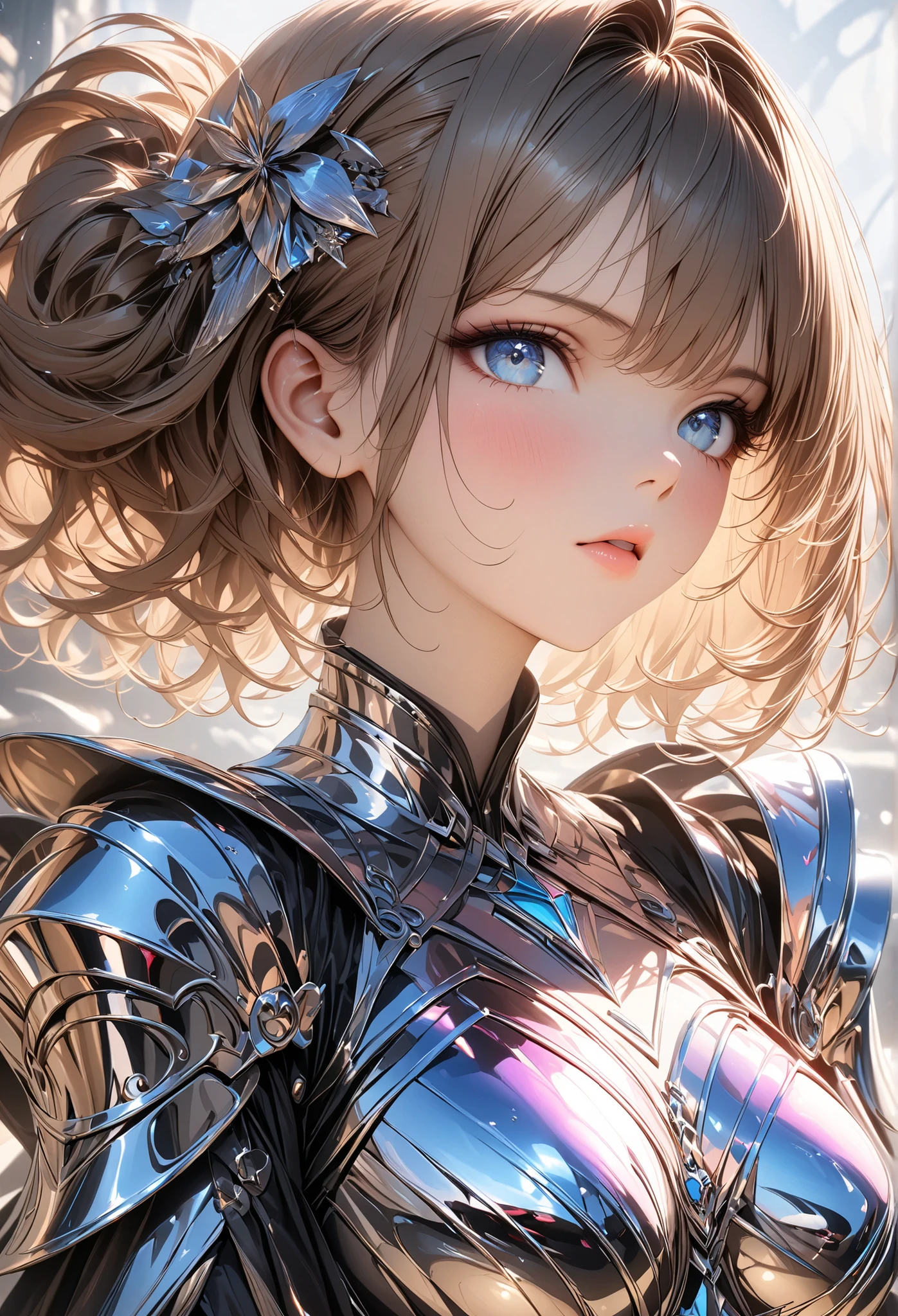 Super Detailed, absolute resolution, masterpiece.
Cool Beauty Amazoness, Shining, Lustrous, Silky Hair , hair arrangement hairstyle, charming blue eyes, Expression of sexy beauty, Obscene Amazing Body, Wear Plate Armor .
Aerial Amazon Paradise Backdrop .
Mr.々 iridescent effects , Extremely Delicate Depictions, very clear images, Bold and Dynamic, Contrast of Light and Shadow, 2.5d, artistic photography, Super Real