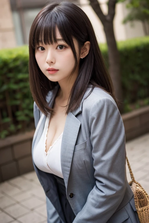Best Quality Detail:1.2, realisitic, 8K UHD, hight resolution, 1girl in:1.2, The ultra-detailliert, High quality textures, intricate detailes, detaileds, Very detailed CG, High quality shadows, Detail Beautiful delicate face, Detail Beautiful delicate eyes, depth of fields, Ray traching, in her 20s, Pretty Kpop Girl, Korean Urzan Face:1.1, Slender face, ulzzang -6500-v1.1:0.6, pureerosface_v1, gloweyes, teak, Glossy lips, perfectbody, a choker、cleavage of the breast、 Brown hair、poneyTail:1.1, Street, Particle, look at viewr, Photorealsitic:1.4, ultra-detailliert, photos realistic, 4K 8K UHD Full Color RAW Photos, Fuji Film(Medium format:1.2), Hasselblad:1.2, Carl zeiss:1.1, Incredible dynamic range photography(UTIL_Art by Smoose-768:1.1), hight resolution, High pixel count, clear details, crisp image, Natural color reproduction, Noise Reduction, High fidelity, qulity, Software Improvements, Upscaling, Optimized algorithms, Pro-level retouching、((Shibuya, tokyo prefecture))、On the way to shopping、((Fashionable clothes with a very high design))、((Classic tailored suit: Box-shaped tailored jacket and pantsuit、Power dressing))