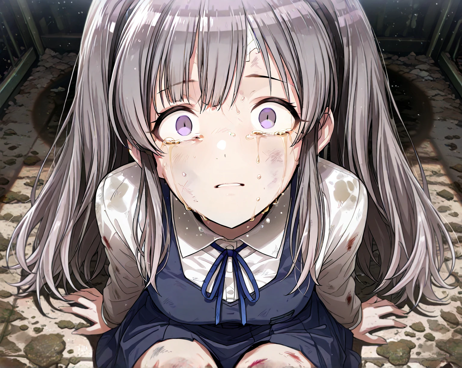 Physical abuse、Lots of bruises、Girl、Girl、Short、Younger、Lower school year、Baby Face、flat chest、Watery eye、Marks of being beaten、Violence、Scared、In elementary school、Bandage、mini skirt、T-Shirts