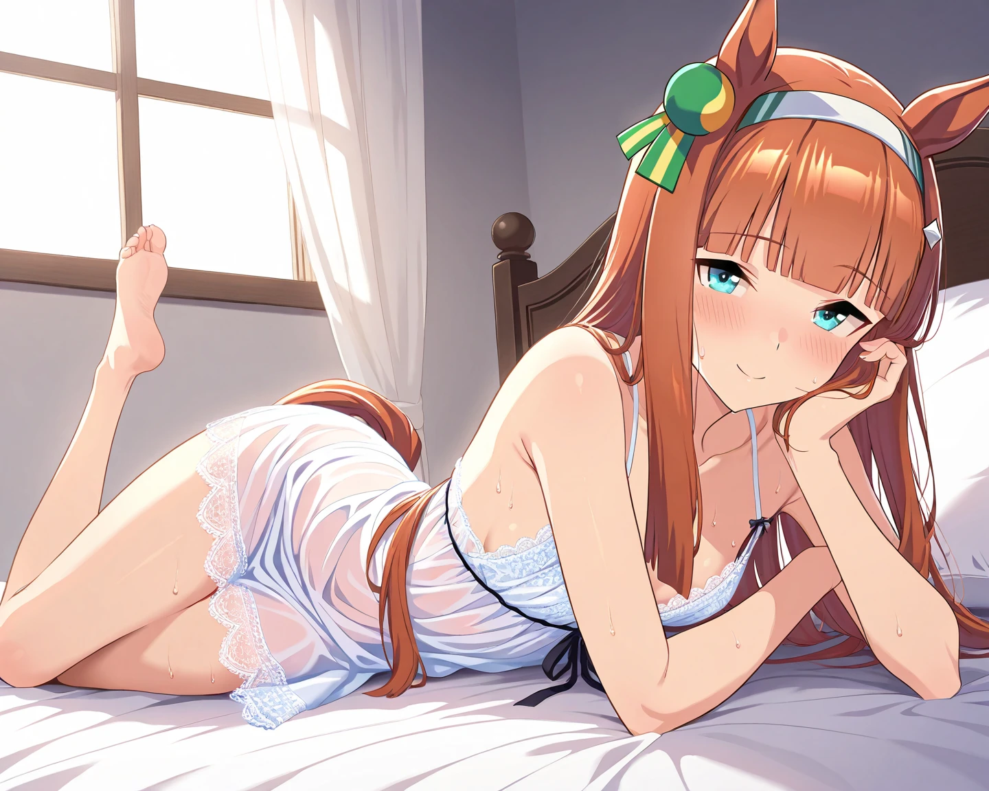 Masterpiece, Best Quality, close up, face shot,
silence suzuka \(umamusume\), (((laced lingerie))), (((8K FHD))), computer graphics, The body does not lack, Beautiful and smooth skin, Unique Style, (((Random Pose))), (((random angle))), ((higly detailed)), a lot of details, (((Difficult pose from different angles))), ((The tail of a horse on a girl's lower back)), (((Slender figure))), on couch
