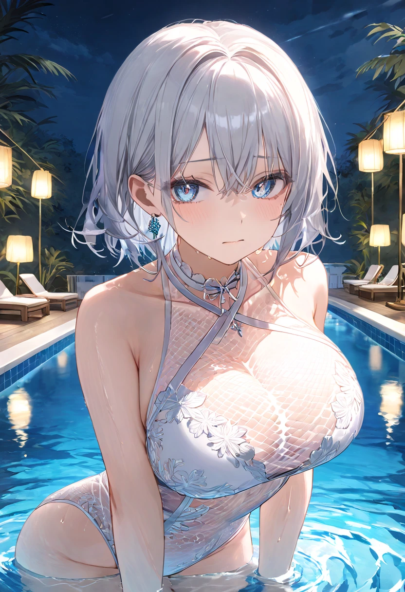 the same,
Depicts only one woman,
Silver Hair,Wet hair texture,Drops of water dripping from hair,
(Short Hair.05),Ashime,straight,
((Black Rose))Hair Accessories,Purple Necklace,
Natural skin texture,Big ,Narrow waist,Bring both arms together,
(((Black)))One-piece dress,scarf,Transparent underwear,
Golden crown,sunglasses,
Neuschwanstein Castle,Germany,
11:30 PM,wood々,darkness,Starry Sky,moonlight,constellation,shooting star,
Seaside in the background,sitting on the beach,
Slightly larger breasts,expression(smile),Shameful attitude,
Closed Mouth,blush,True Face,upright posture,Close ~ eyes,
Natural depiction,
Beautiful depiction,
Shiny eyes,
Healthy Body,
Natural hairstyle,
Natural body contours,
Natural facial contours,
(Five fingers)A clear depiction of,Symmetrical fingers,
Two arms,Two legs,
Sharp eyelid depiction,
Keep the subject in the center,Expand the upper body,
Beautiful image quality,
Delicate shades,
4K,Very detailed,
Delicate light adjustment,
Delicate contour drawing,