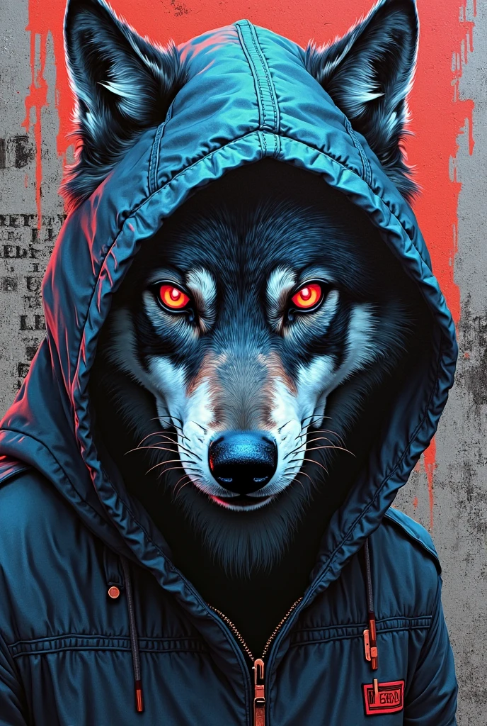 Man wearing wolf mask digital illustration