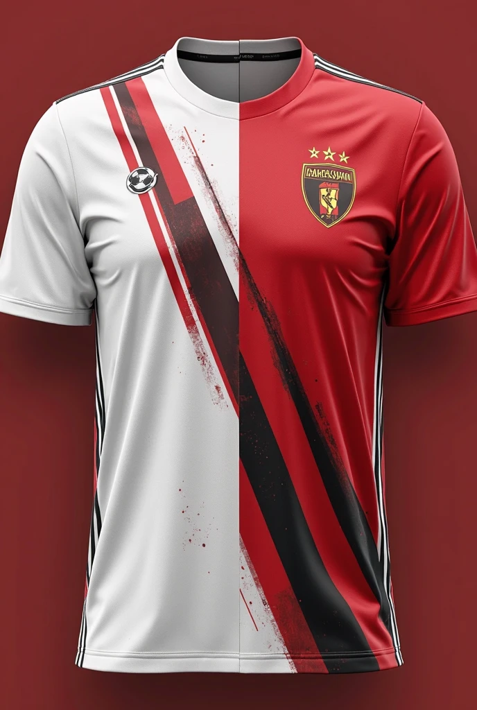 Here’s a streamlined concept for the esports jersey:

Front:

Base Color: White.
Dark Red Spray: Applied centrally with a fading effect.
Logo: “Fs” in dark red on the top right chest.
Team Name: “Fury Soldiers” in bold, dark red centered.
Khukuri Overlay: khukuri silhouette in the background a a desgine 
Buttons: Two dark red buttons on the collar.
Accents: Dark red trim on sleeves and col