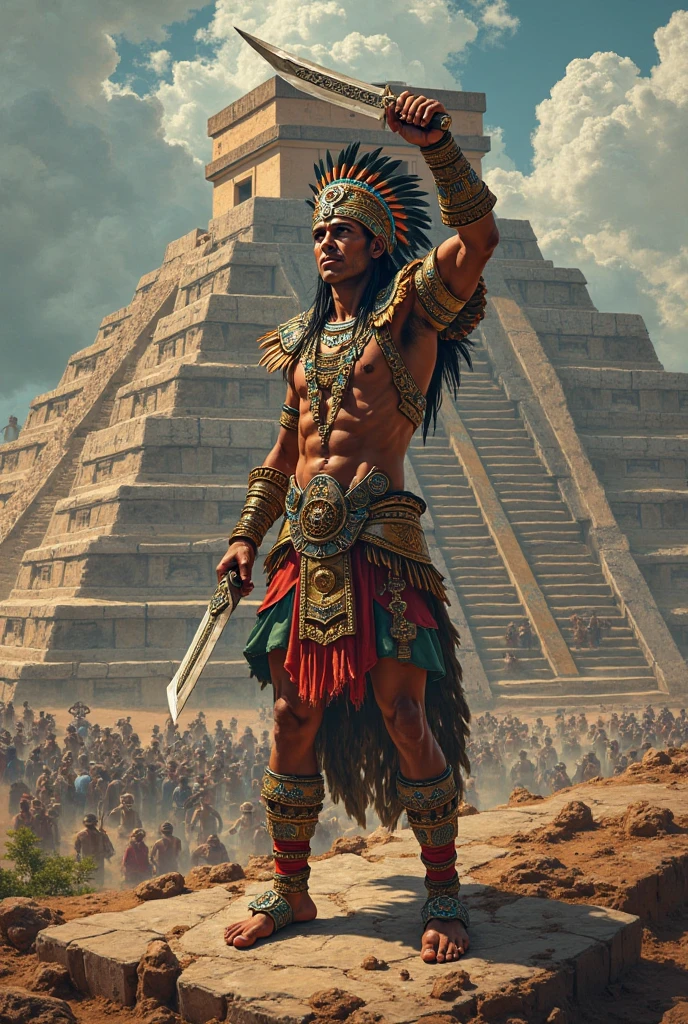 Aztec jaguar warrior playing basketball