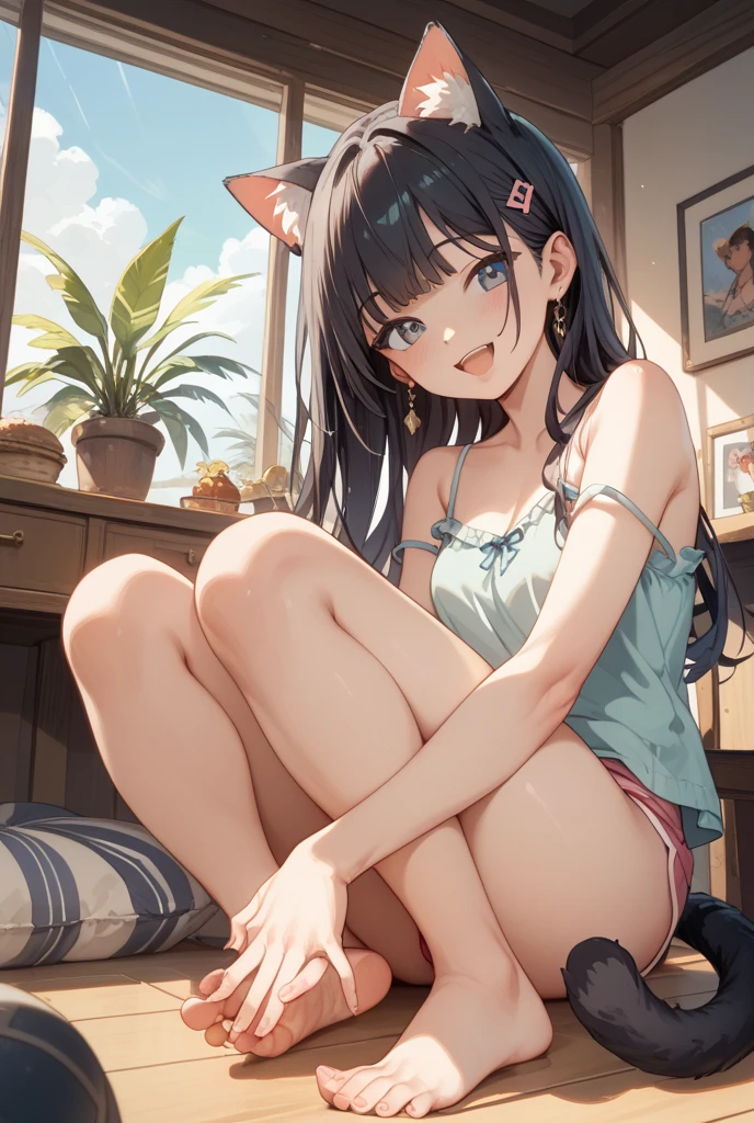 Cat lady crotch vibrator bed panting