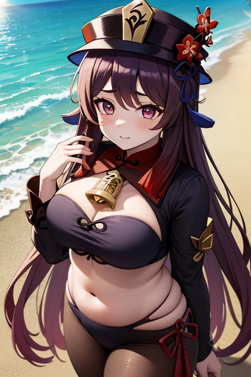 highest quality, masterpiece, High resolution, alone, {Hakurei_Reimu_East:1.15},Long black hair，Big Hips，Plump thighs，Big Breastature mother，Whipping the lower body，ox，Perfect body，Plus Size Model，Red lace bra，Red lace pants，Her large nipples are erect and stick out.，She has very large breasts，Ocean，whole body，Her face is very pure and pretty