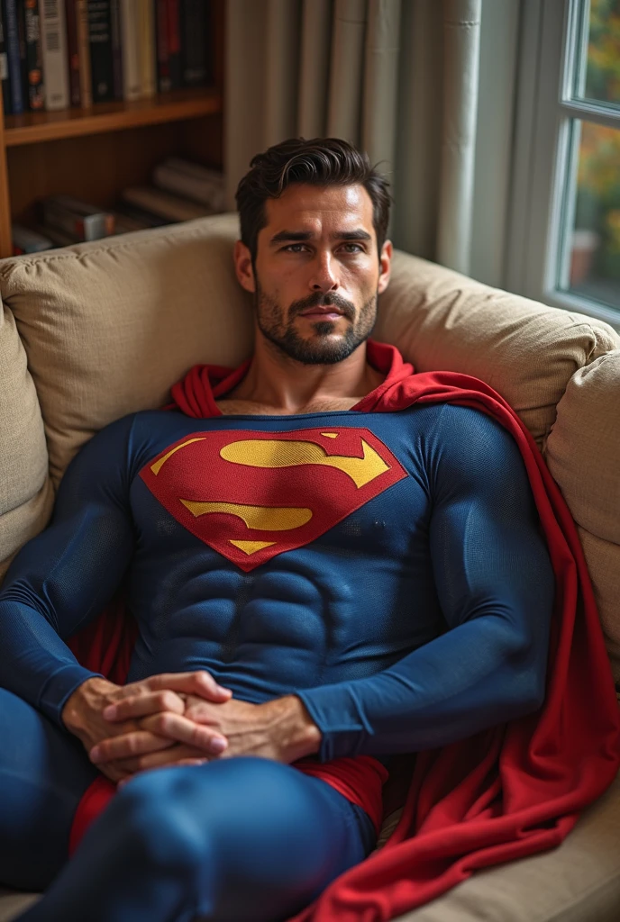 Young handsome naked Asian man fucked by big bulge Superman on a bed