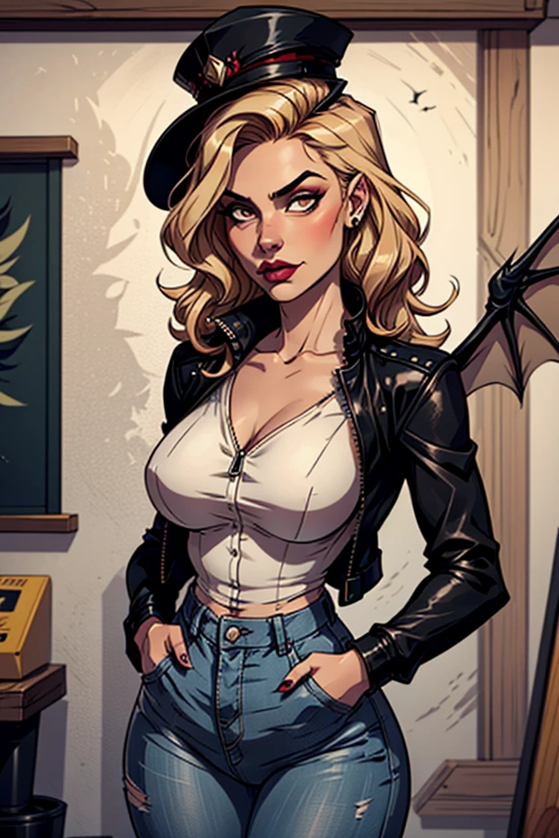 Caucasian woman, blonde hair, wavy hair, long hair, athletic body, (((torn black shorts))), (((torn black jacket))), (((standing in gloomy garden))), gloomy, (( (outside the castle))), bare feet, (((there are no people))), in the background you can see dry trees, fog, (((back))), (((terrifying atmosphere))), darkness, (((shot centered from bottom to top))).