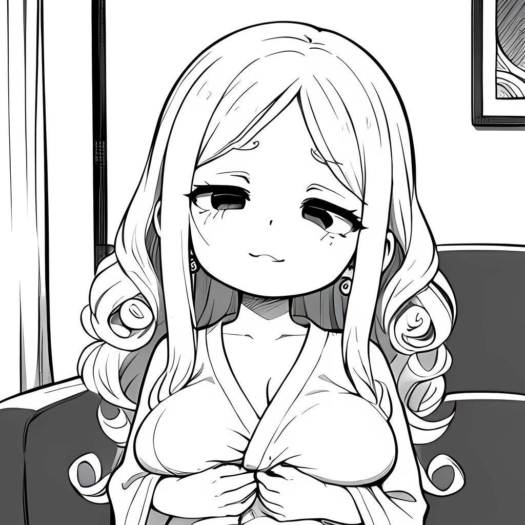 (solo) female anthro bunny, long fluffy hair, bunny, (big breasts:1.5), attractive, goth, Yukata, clevage, fit body, bunny tail,, thicc, freckles, freckles on face, smug eyes, (happy sexual expression, moaning with open mouth and tongue out viseble saliva), she is laying on the bed look to the viewer , on back, violet background, simple background, thick thighs (front view)