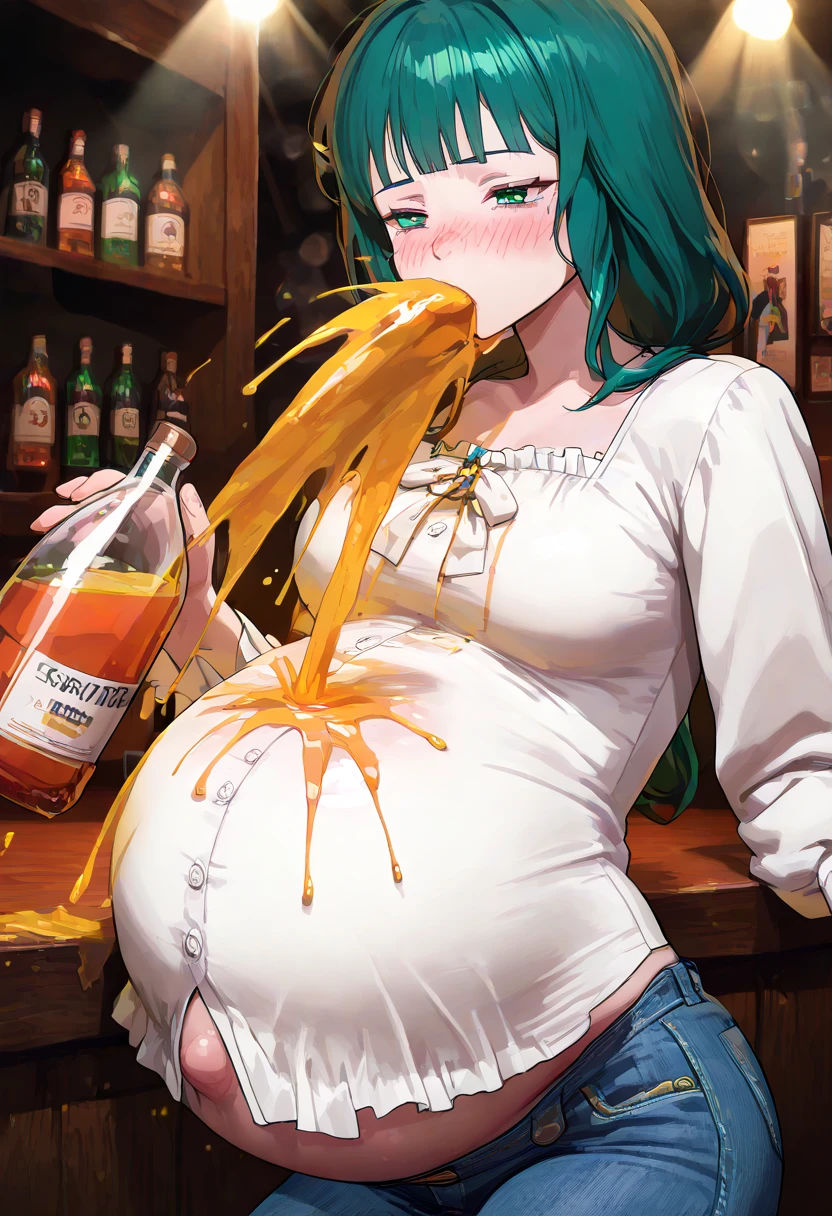 detailed illustration (side view),dynamic angle, ultra-detailed, illustration, clean line art, shading, anime, detailed eyes, detailed face, beautiful face, dramatic lighting, detailed illustration, dynamic angle, ultra-detailed, illustration, sensual face, gorgeous face, tired, annoyed look on face,
Mom bod, woman in her late 30’s, milf, open khaki bath robe, white reinforced bra, mom jeans, jeans unbuttoned, thick, plump, blue eyes, blonde hair, pear shaped body, big ass, massive sagging full , clothes tight, wide hips, beer belly, chubby, breasts overflowing bra cups, drinking, beer cans, background of a pool house interior, belly spilling out of unzipped pants, nighttime, moonscape outside windows, beer belly