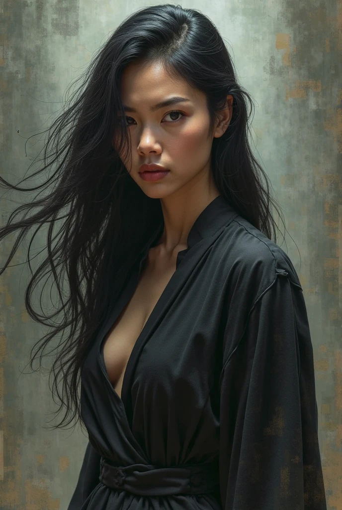 arafed naked woman with black hair with deep blue high lights, flowing black hair, with black hair, photo of a beautiful woman, long flowing black hair, pink golden hour, curly pink hair, beautiful young asian woman, beautiful asian woman, wild ginger hair, pink wispy hair, light pink hair, a young asian woman, an asian woman, infp young woman, Full body photo of a 22-year-old french girl in RAW UHD format (Black-eyed woman) Walk down the dark alley, night city, Details (textures! , Hair! , glistering, Color!! , imperfections: 1.1), highly detailed glossy eyes (looking at the camera), DSLR Lighting, SLR camera, Ultra-Quality, sharpness, Depth of field, Film grain (beach), Fujifilm XT3, Crystal clear, Frame Center, beatiful face, sharp-focus, street lamp, neon lighting, bokeh (dimly lit), night time, (night sky), detailed skin pores, oilly skin, suntan, Complex eye details, nsfw, beautiful body paint