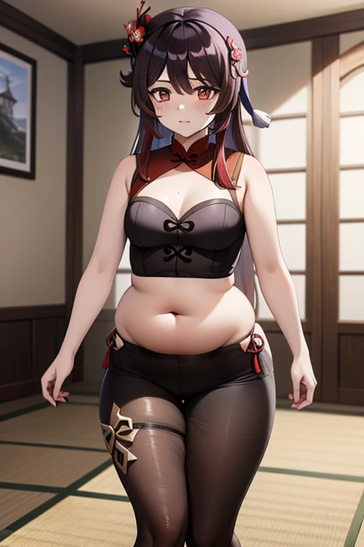 green eyes,(Bikini:1.6)realistic shaded perfect body, commission for high res, [ 4 k digital art ]!!,((komi shouko)), 1girl, bangs, black pantyhose, blush, bow, bowtie, breasts, closed mouth, highres, long hair, looking at viewer, medium breasts, ,purple eyes, purple hair, red bow, red bowtie, (red micro skirt:1.4), striped, striped bow, striped bowtie, belly, bloat, ((bloated belly with abs)), swept bangs, (huge ass:1.4),(wide hips,narrow waist:1.3), seductive face, flustered, surprised,(masterpiece, best quality:1.4),high quality, highly detailed,detailed,perfect,(Highres), (Detailed Illustration), Ultra-Detailed, Ambient Light, Realistic Shadows, Detailed Face,